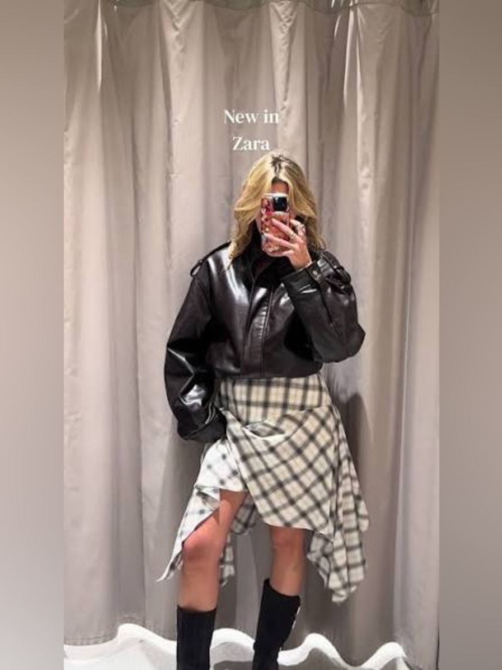 Zara Asymmetrical Plaid Skirt - Large